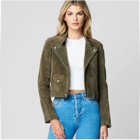 BLANK NYC Run for it suede jacket moto style sage green NWT - Picture 2 of 4